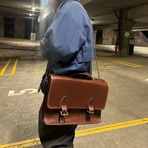 brown custom hide genuine leather classic briefcase 💼